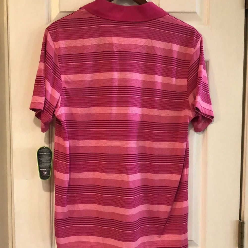 PGA TOUR PRO SERIES MENS STRIPED POLO SHIRT PINK SIZE MEDIUM NEW WITH TAGS - Picture 4 of 11
